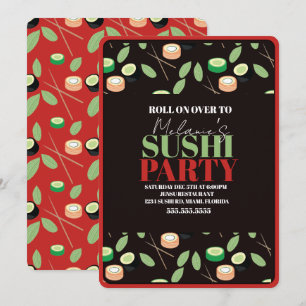 Cartes Pour Fêtes Annuelles Rouges modernes de sushi pour anniversaire personn