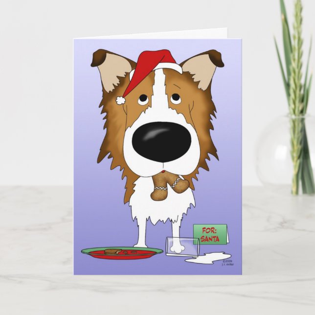 Cartes Pour Fêtes Annuelles Rough Collie Noël (Devant)