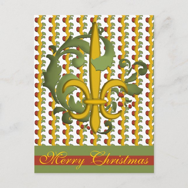 Cartes Pour Fêtes Annuelles Rouleau de Noël Fleur de lis (Devant)