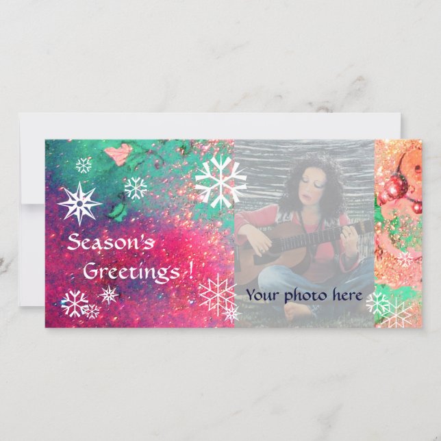 Cartes Pour Fêtes Annuelles ROULEAUX DE NEIGE rose, fuchsia, vert, blanc (Devant)