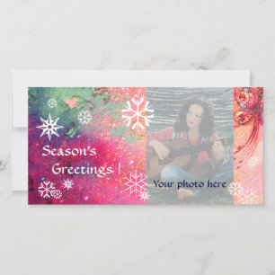 Cartes Pour Fêtes Annuelles ROULEAUX DE NEIGE rose, fuchsia, vert, blanc