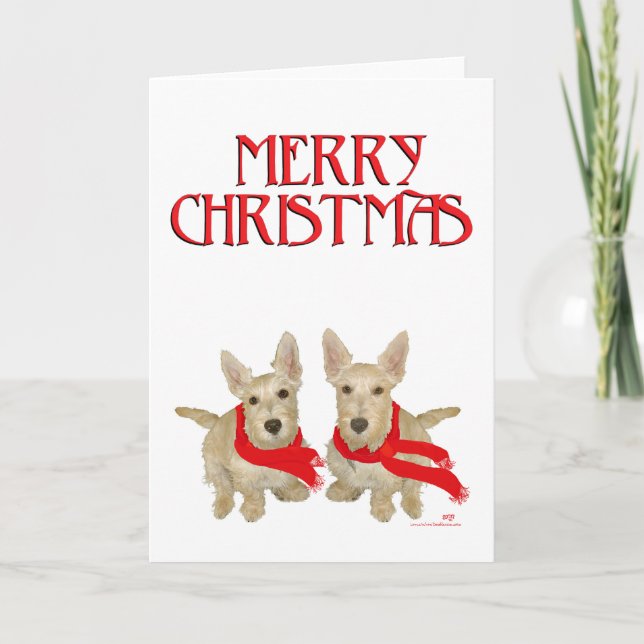 Cartes Pour Fêtes Annuelles Roulette écossaise Terrier Chirstmas (Devant)