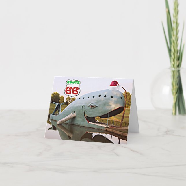 Cartes Pour Fêtes Annuelles Route 66 Catoosa Blue Whale Christmas Santa Hat (Devant)