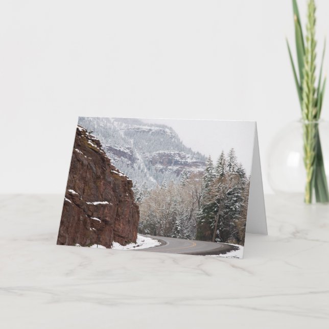 Cartes Pour Fêtes Annuelles route enneigée (Devant)