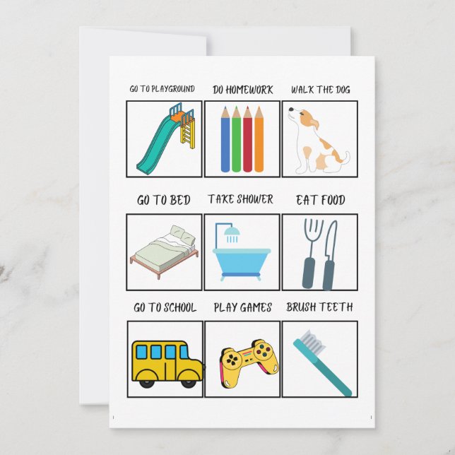 CARTES POUR FÊTES ANNUELLES ROUTINE DES ENFANTS IMPRIMÉS (Devant)