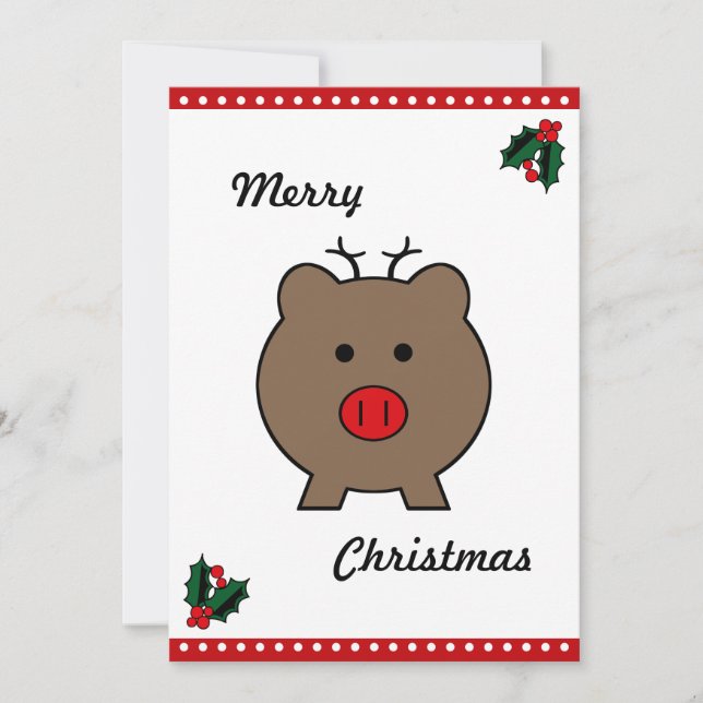 Cartes Pour Fêtes Annuelles Roy le cochon de Noël (Devant)
