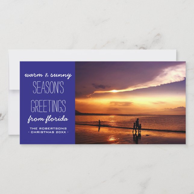 Cartes Pour Fêtes Annuelles Royal Blue Noël salutations de la plage (Devant)