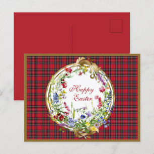 Cartes Pour Fêtes Annuelles Royal Stewart Modern Scottish Tartan Pâques Floral