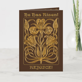 Cartes Pour Fêtes Annuelles Roycroft Pâques Brown et or (Personnalisé)