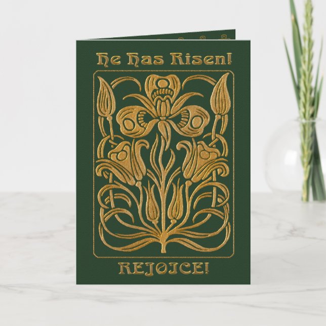 Cartes Pour Fêtes Annuelles Roycroft Pâques Chasseur Vert (Personnalisé) (Devant)