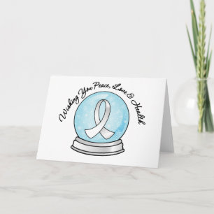 Cartes Pour Fêtes Annuelles Ruban Cancer du poumon Joyeux Noël Snowglobe