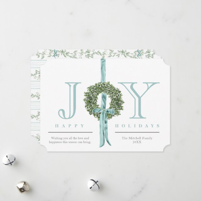 Cartes Pour Fêtes Annuelles Ruban d'aquarelle classique en couronne Motif Pas  (Devant/Arrière en situation)