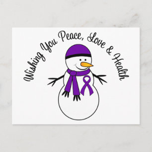 Cartes Pour Fêtes Annuelles Ruban de cancer Pancréatique de Noël Snowman