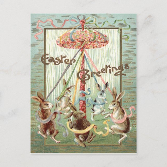 Cartes Pour Fêtes Annuelles Ruban de danse de Pâques Bunny Maypole (Devant)