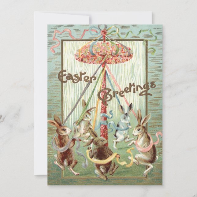 Cartes Pour Fêtes Annuelles Ruban de danse de Pâques Bunny Maypole (Devant)