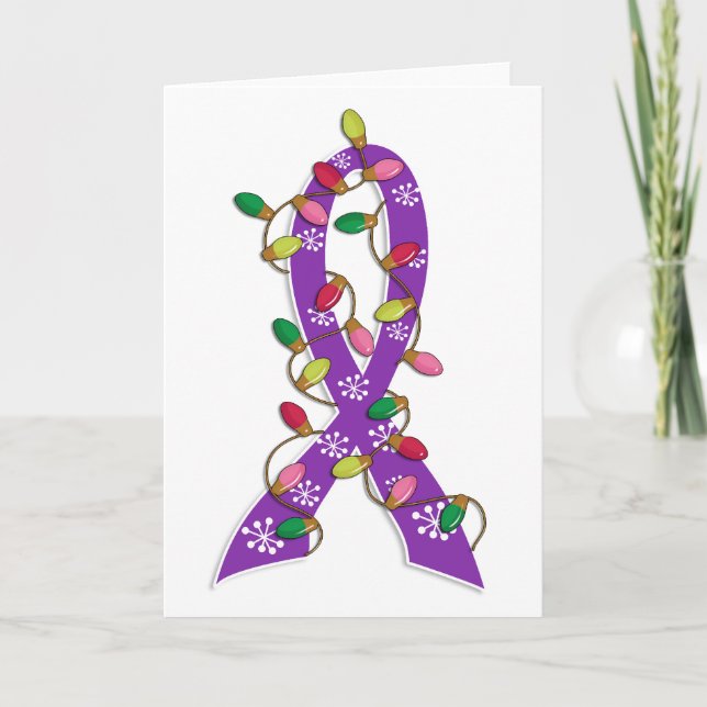 Cartes Pour Fêtes Annuelles Ruban de lumières de Noël de maladie d'Alzheimer (Devant)
