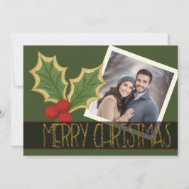 Cartes Pour Fêtes Annuelles Ruban de Noël brodé de baies de houx