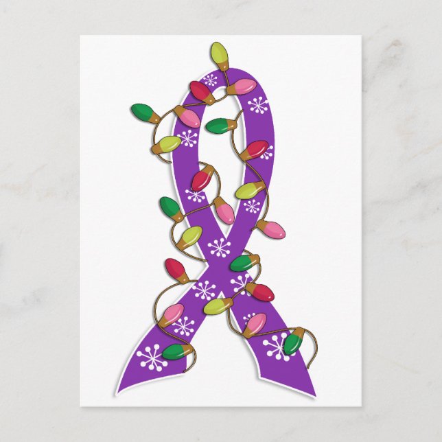 Cartes Pour Fêtes Annuelles Ruban de Noël de la maladie d'Alzheimer (Devant)