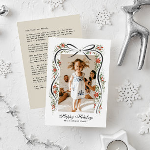 Cartes Pour Fêtes Annuelles Ruban de Noël festif avec Poinsettias
