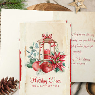 Cartes Pour Fêtes Annuelles Ruban de Noël vert floral Rouge Poinsettia