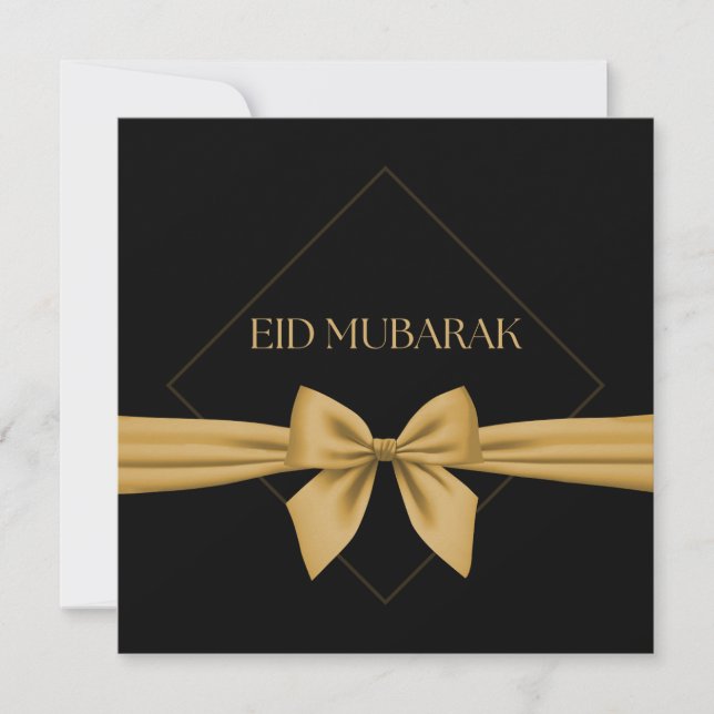 Cartes Pour Fêtes Annuelles Ruban en or de l'Aïd Moubarak (Devant)