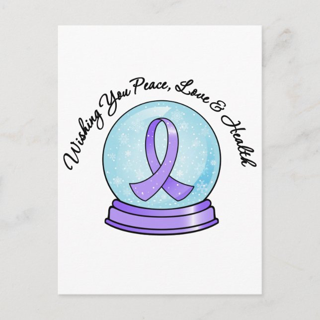 Cartes Pour Fêtes Annuelles Ruban général Cancer Joyeux Noël Snowglobe (Devant)