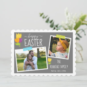 Cartes Pour Fêtes Annuelles Ruban Washi de Pâques personnalisé avec photo Tuli