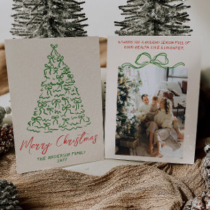 Cartes Pour Fêtes Annuelles Rubans à main vintage arbre photo Noël
