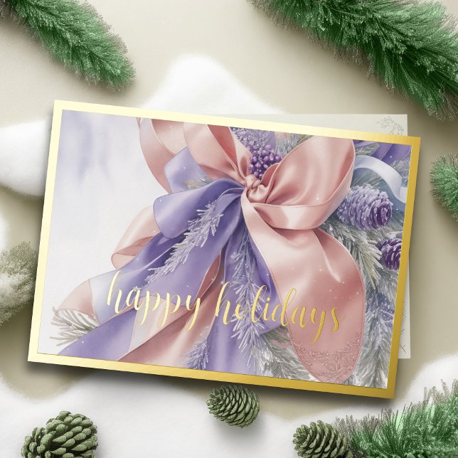 Cartes Pour Fêtes Annuelles Rubans de satin ornementaux Evergreen Lavande Pêch (Créateur téléchargé)