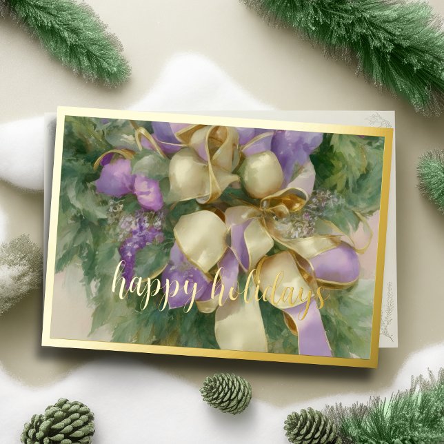 Cartes Pour Fêtes Annuelles Rubans de satin ornementaux lavande et verdure (Créateur téléchargé)