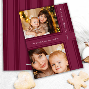 Cartes Pour Fêtes Annuelles Rubans élégants Noël Pink Plum Photo simple