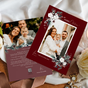 Cartes Pour Fêtes Annuelles Ruby Red Greenery Vintage Noël Deux photos