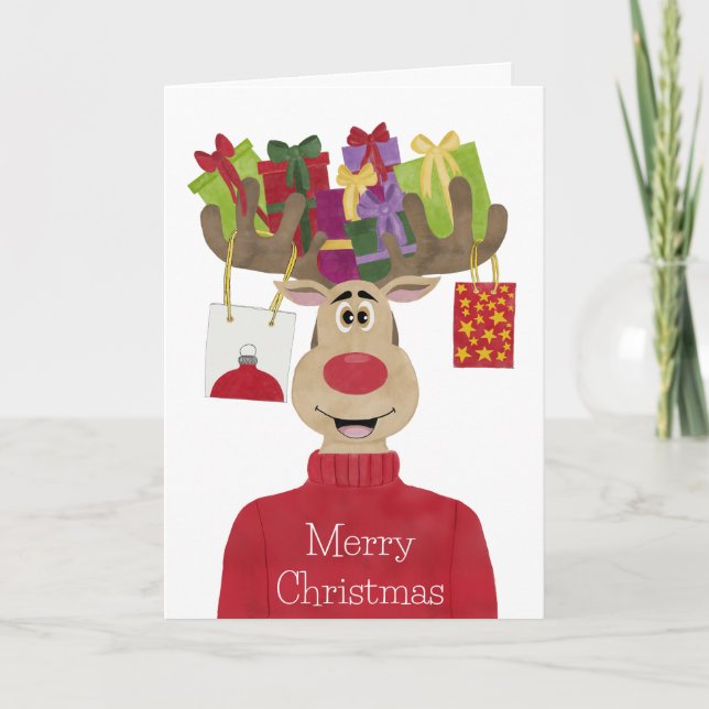 Cartes Pour Fêtes Annuelles Rudolph Cadeaux de Noël Reindeer (Devant)