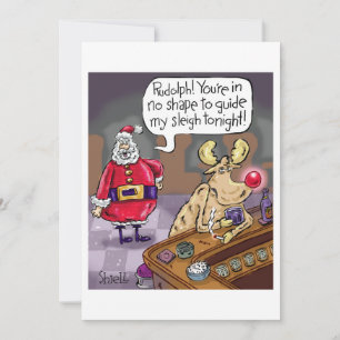 Cartes Pour Fêtes Annuelles Rudolph ivre le renne à nez rouge