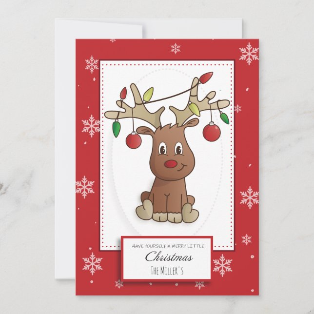 Cartes Pour Fêtes Annuelles Rudolph le renne au nez rouge (Devant)