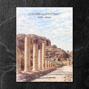Cartes Pour Fêtes Annuelles Rue à colonnade de Pétra aquarelle patrimoine voya