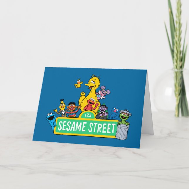 Cartes Pour Fêtes Annuelles Rue Sésame | Couleur complète avec Pals (Devant)
