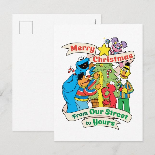 Cartes Pour Fêtes Annuelles Rue Sésame Joyeux Noël Vacances (Devant / Derrière)