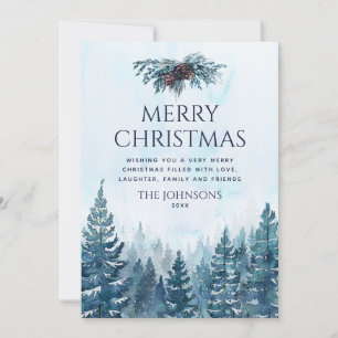 Cartes Pour Fêtes Annuelles Russe Aquarelle Pine Tree Forêt Noël