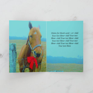 Cartes Pour Fêtes Annuelles Russe Bleu Cheval de Noël Bow Rouge