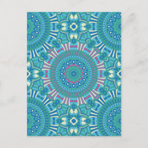 Cartes Pour Fêtes Annuelles Russe Bohème géométrique Mandala bleu pourpre