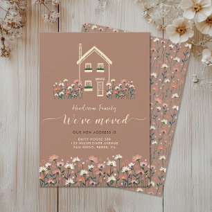 Cartes Pour Fêtes Annuelles Russe Boho Fleur sauvage Nous Avons Déménagé Faire
