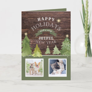 Cartes Pour Fêtes Annuelles Russe Bois Photo Pawlidays Chien Chat Animal Noël