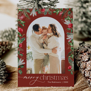 Cartes Pour Fêtes Annuelles Russe Bourgogne Rouge 1 Arche photo Joyeux Noël