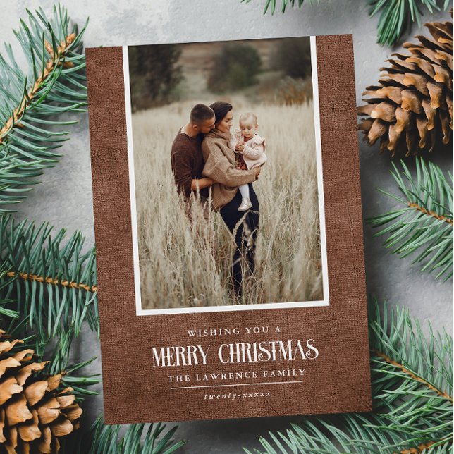 Cartes Pour Fêtes Annuelles Russe Brown hiver Noël photo unique (Créateur téléchargé)