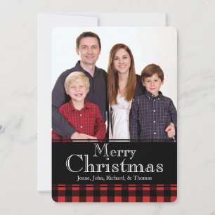 Cartes Pour Fêtes Annuelles Russe Buffalo Plaid Deer Antlers Photo de Noël