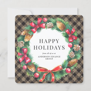 Cartes Pour Fêtes Annuelles Russe Buffalo Plaid Wreath Entreprise
