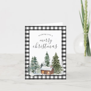 Cartes Pour Fêtes Annuelles Russe Cabine Ferme Noir Blanc chèque Noël