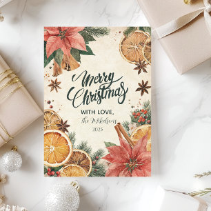 Cartes Pour Fêtes Annuelles Russe Citrus Poinsettia Joyeux Noël