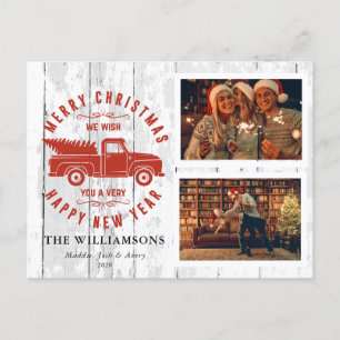 Cartes Pour Fêtes Annuelles Russe Joyeux Arbre de Noël Camion Rouge Photo